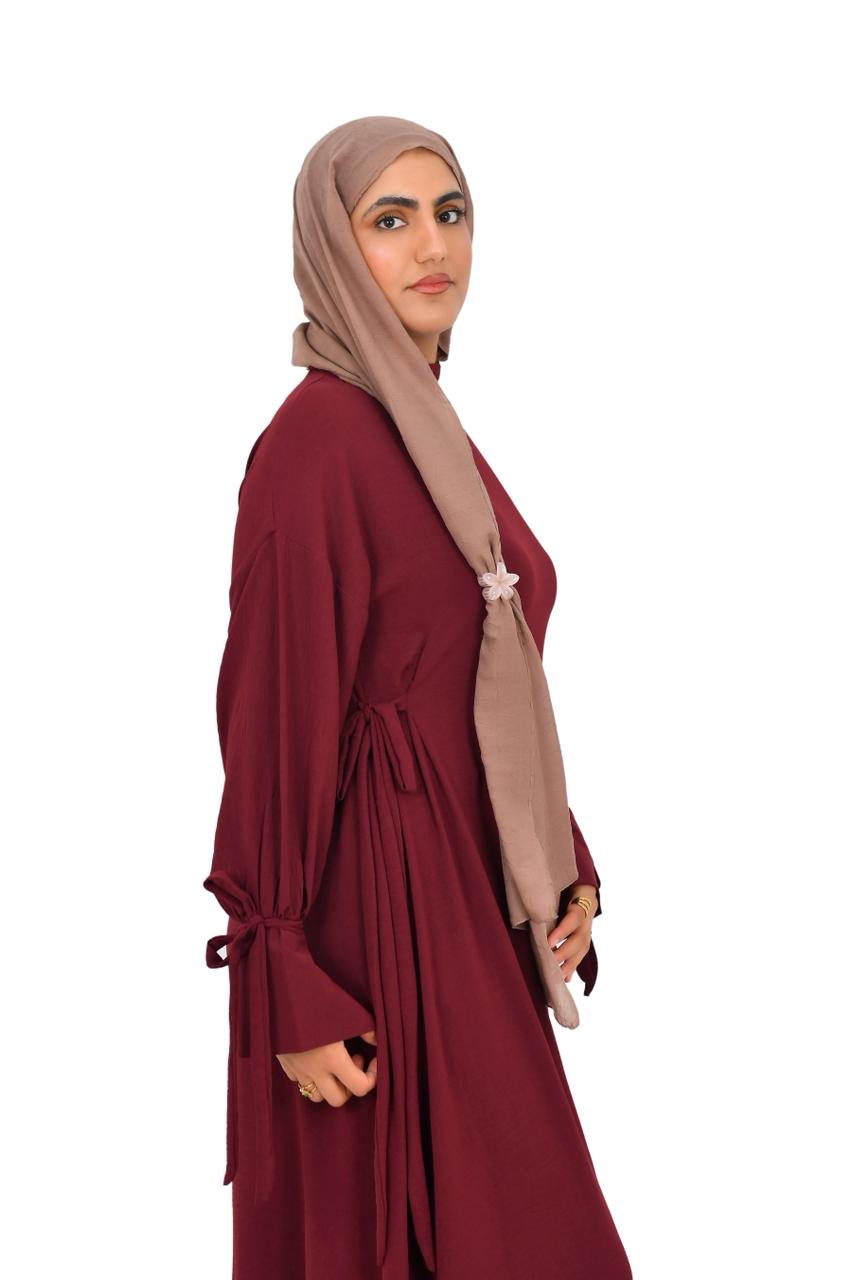 Side-Tie Dress - Burgundy