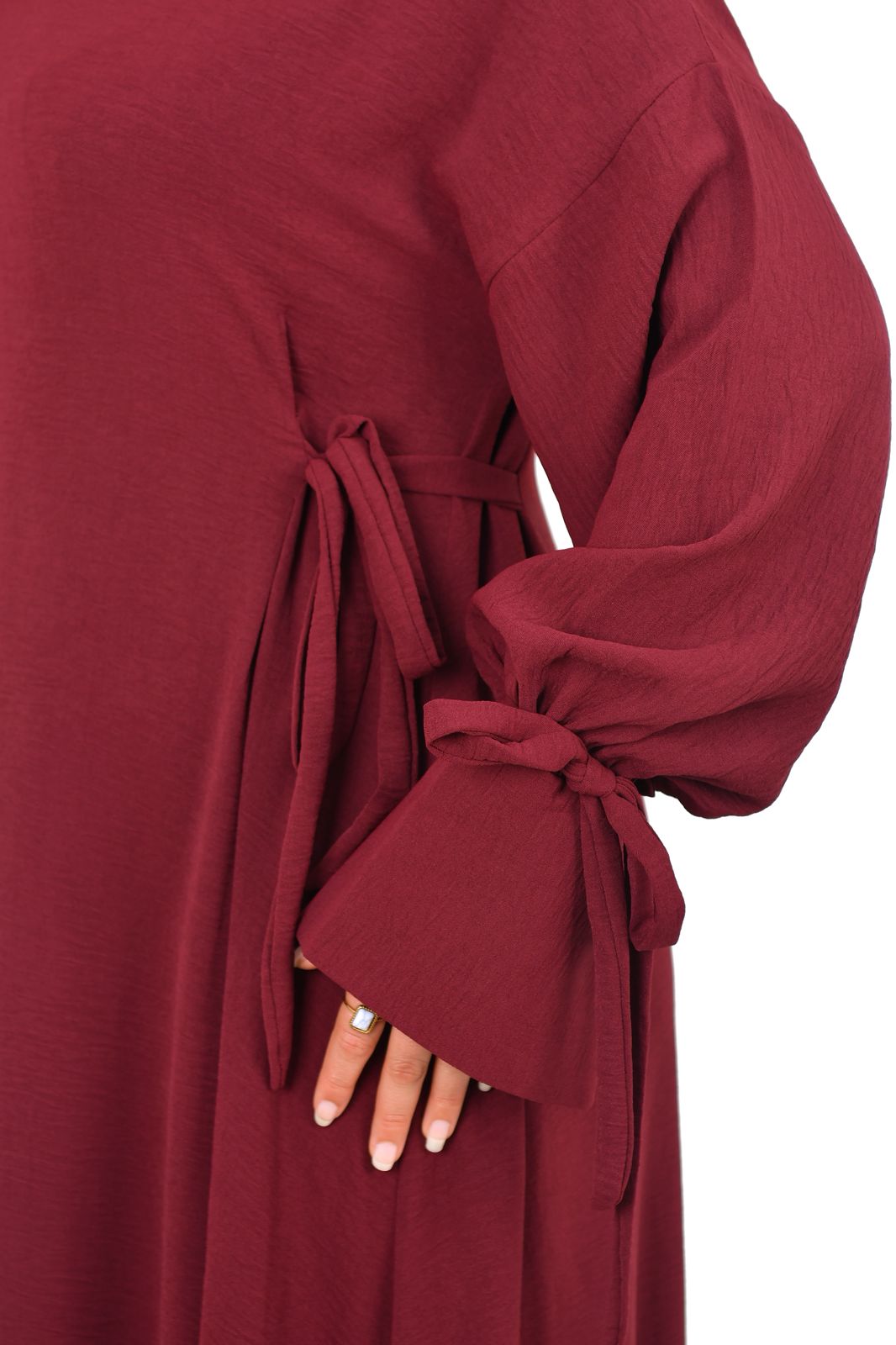Side-Tie Dress - Burgundy