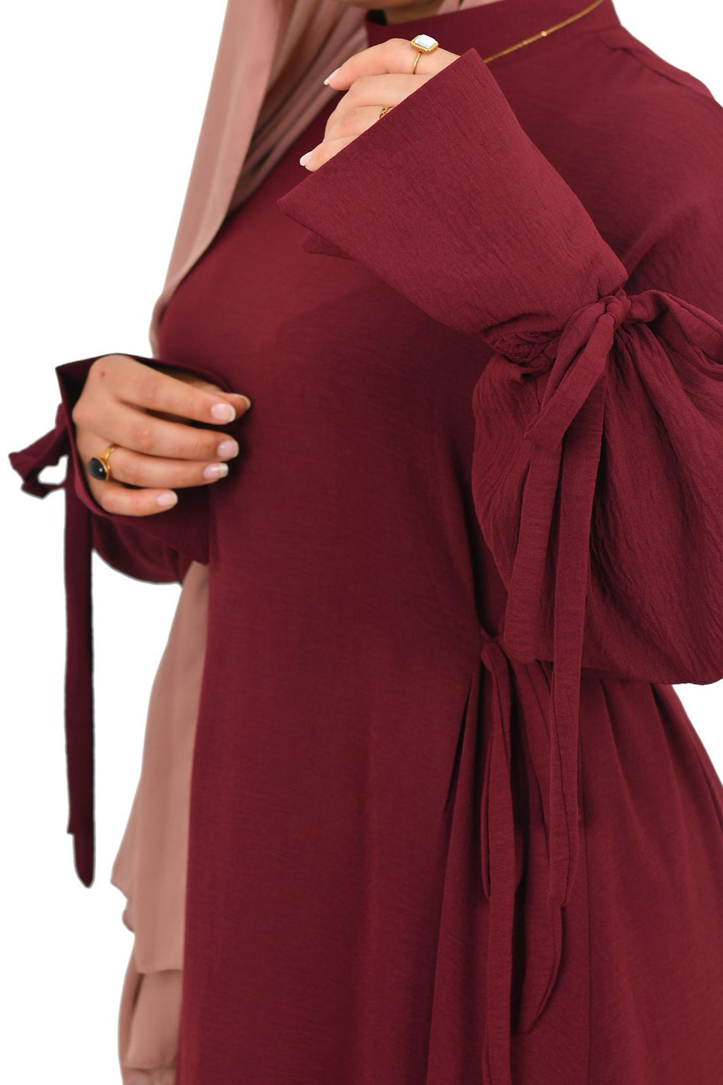Side-Tie Dress - Burgundy