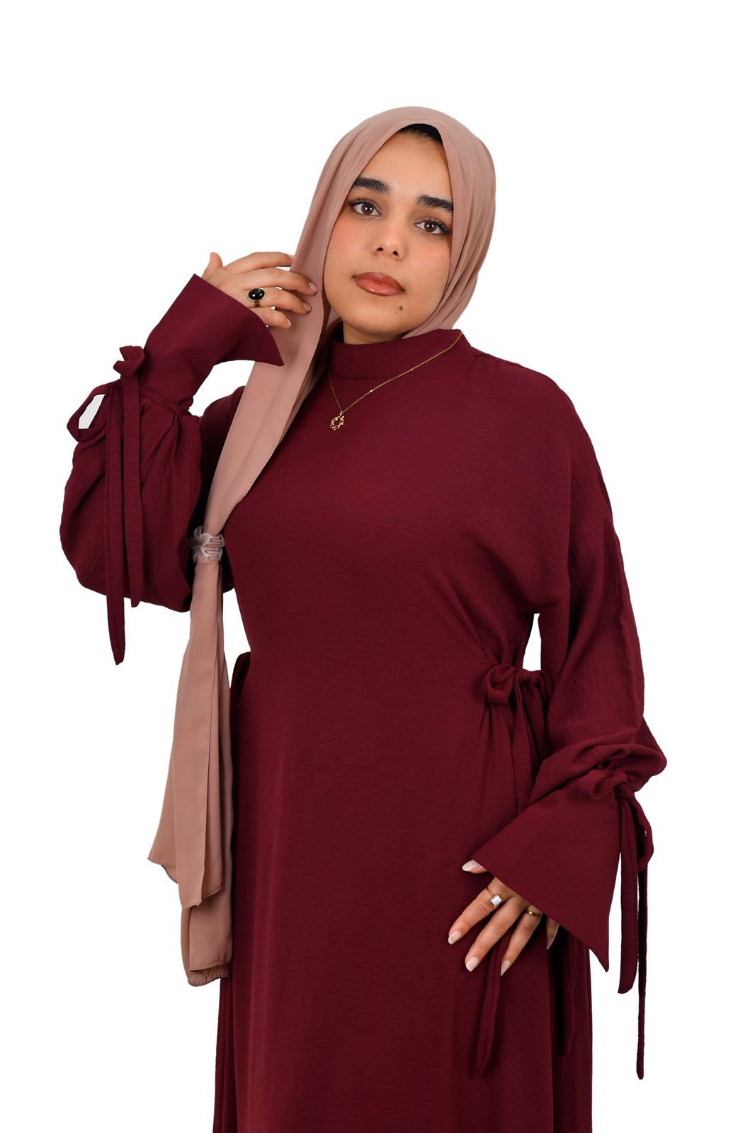 Side-Tie Dress - Burgundy