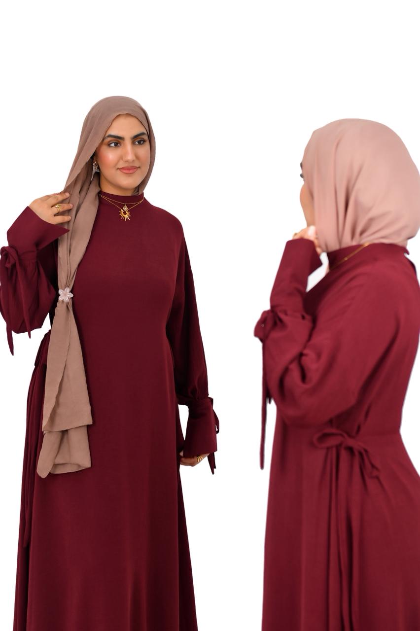 Side-Tie Dress - Burgundy