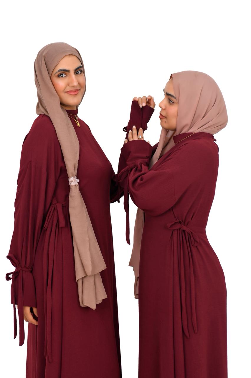 Side-Tie Dress - Burgundy