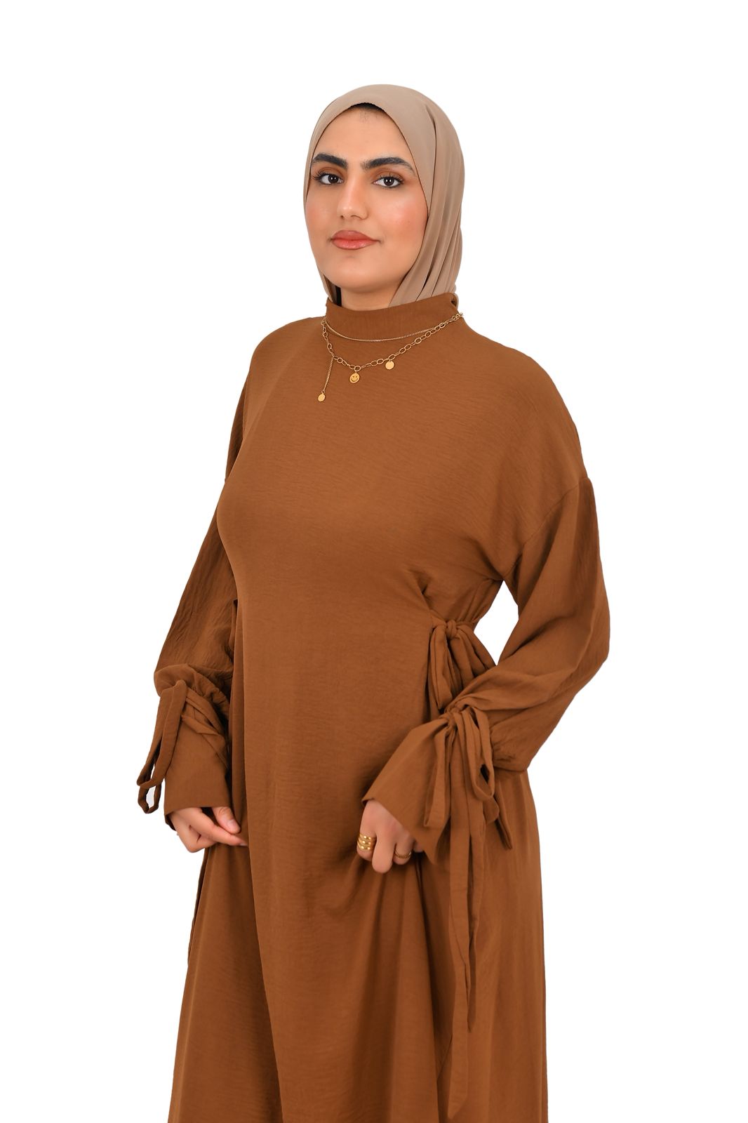 Side-Tie Dress - Earth Brown