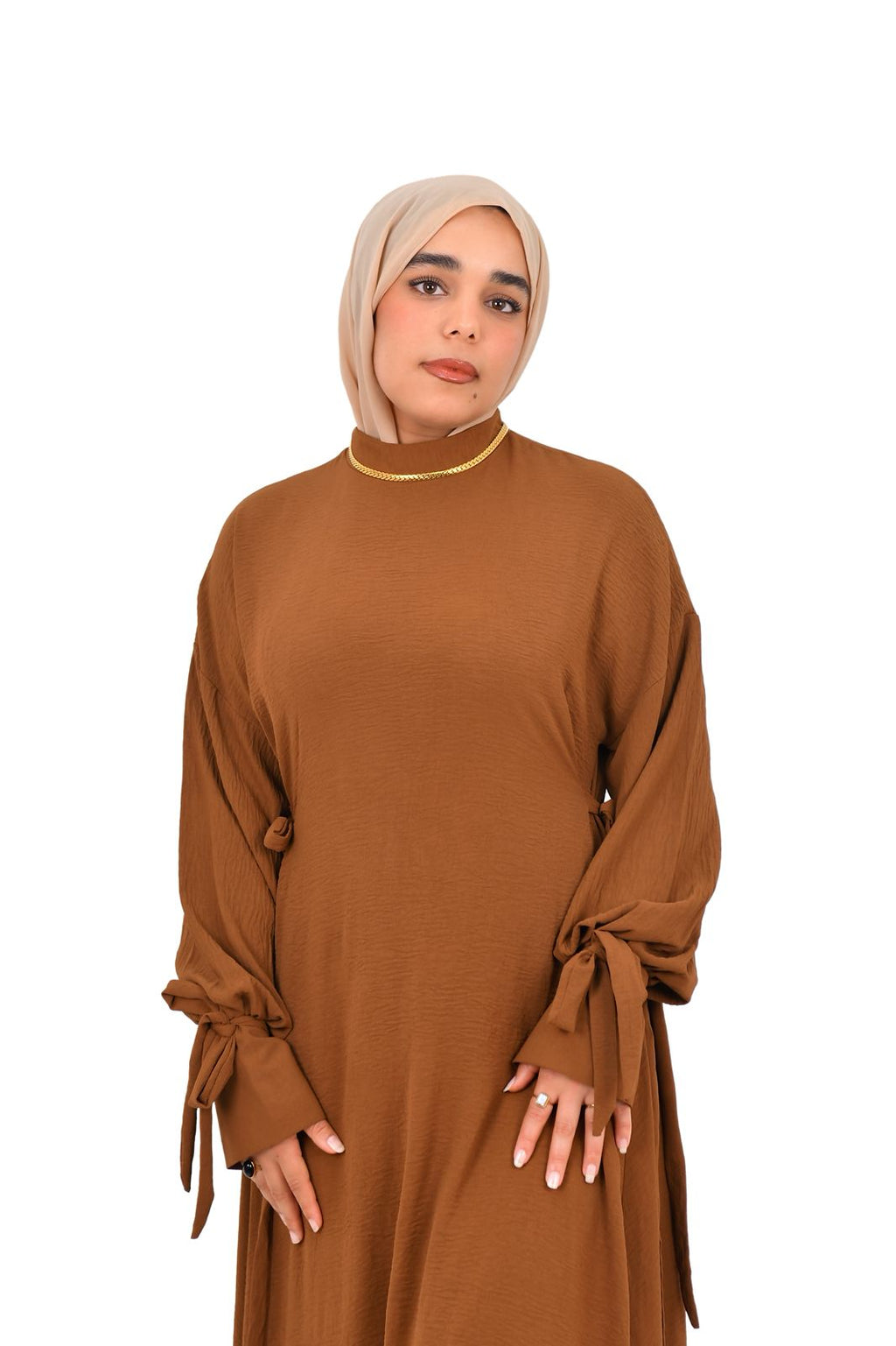 Side-Tie Dress - Earth Brown