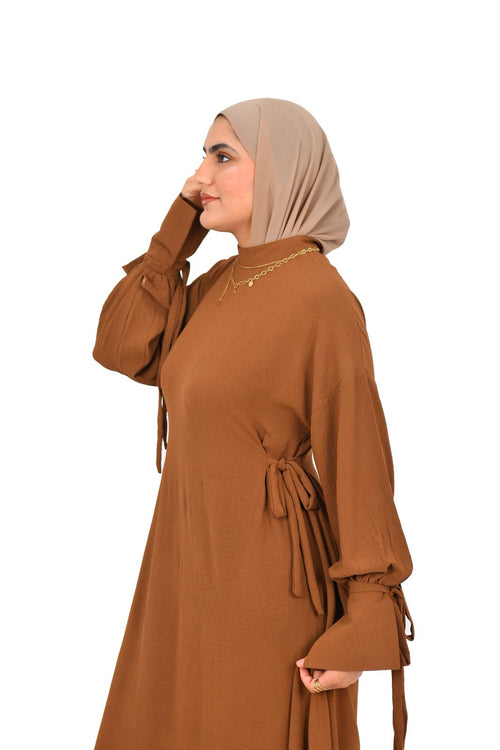 Side-Tie Dress - Earth Brown